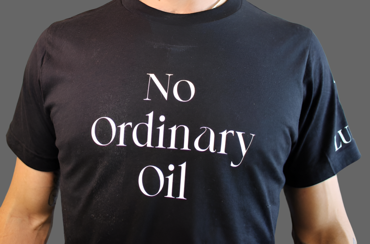 "No Ordinary Oil" (Blk/Wht/Gld)